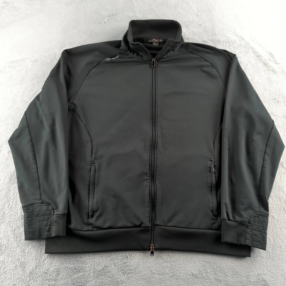 RLX Ralph Lauren Track Jacket Mens XXL Black Full Zip Performance Golf Athletic